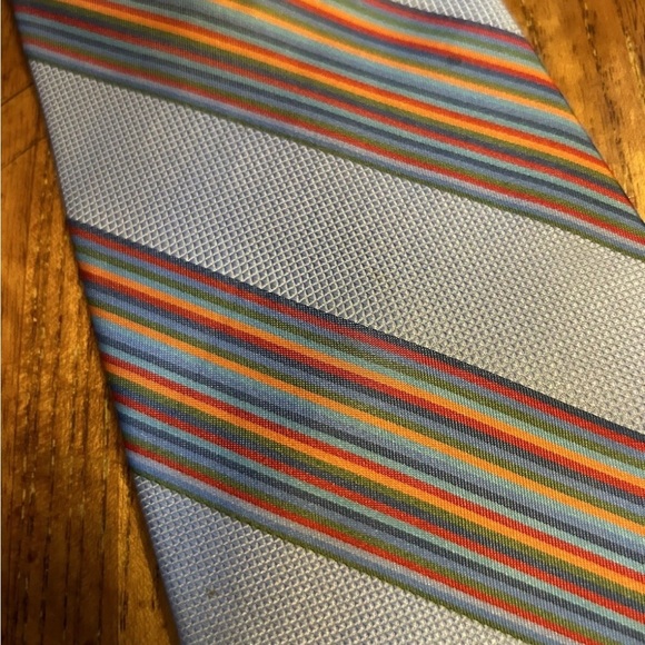 Tommy Hilfiger Denim Blue Multicolor Striped Men's Tie EUC!! - Picture 2 of 8